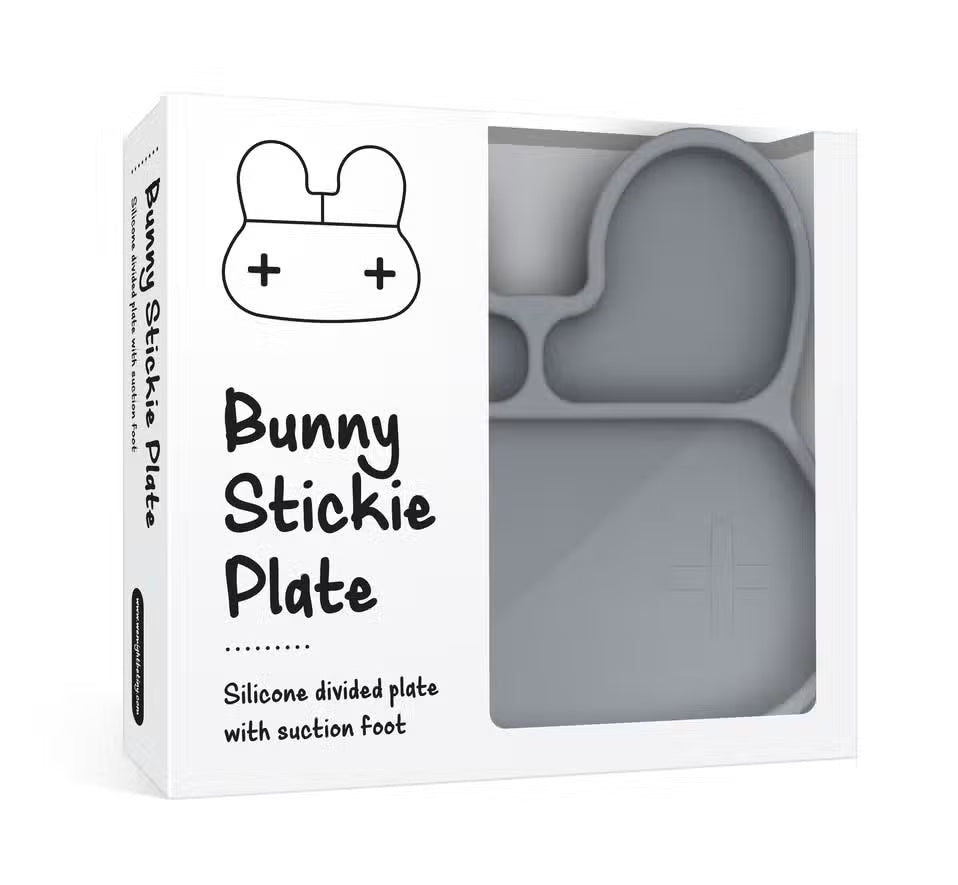 We Might Be Tiny Bunny Stickie® Plate - Grey