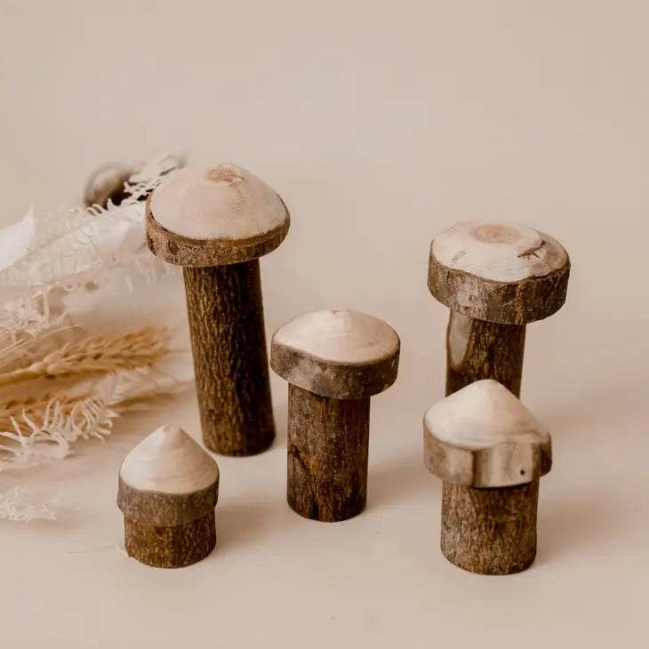 Qtoys Wooden Tree Mushroom Set of 5