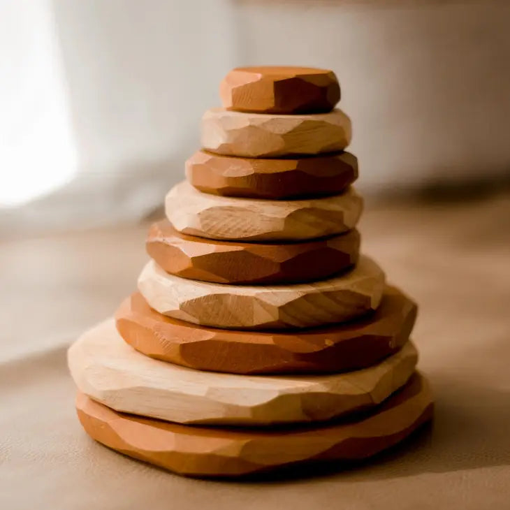 Qtoys Wooden Two Tone Stacking Stones