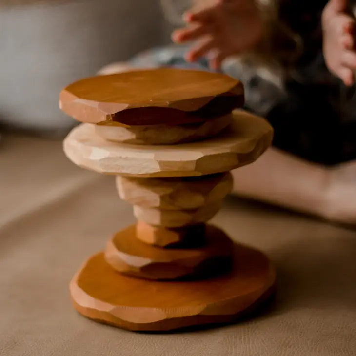 Qtoys Wooden Two Tone Stacking Stones