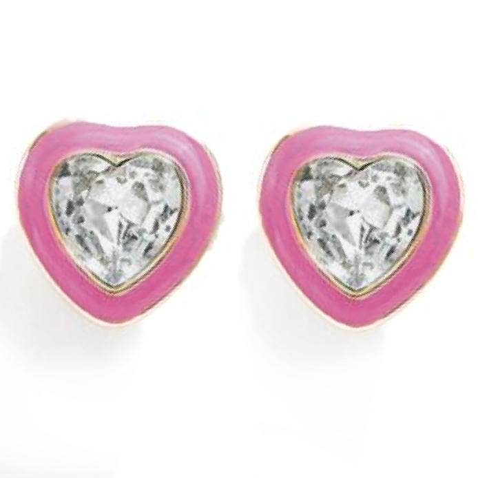 Clip-On Earrings Bling Heart  Pink