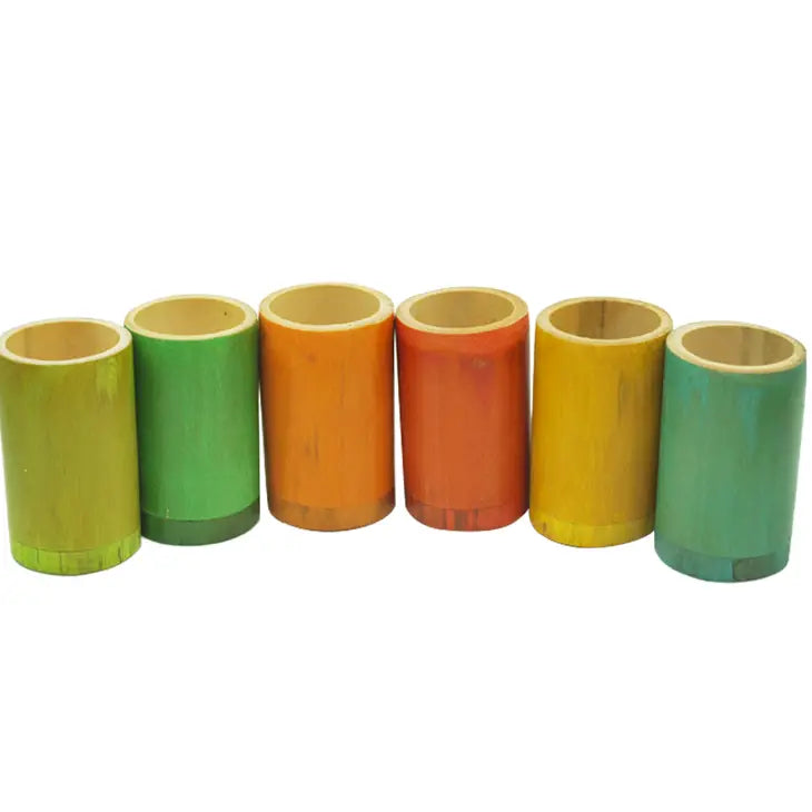 Qtoys Rainbow Bamboo sorting tubes set of 6