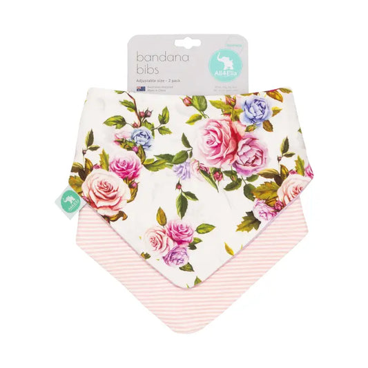 All4Ella Bandana Bibs 2pk - Rose