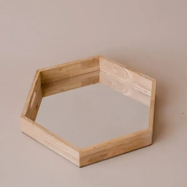 Qtoys Wooden Hexagonal Mirror Trays set of 3