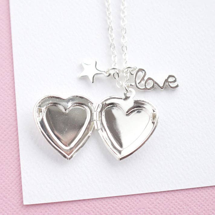 Pink Love Heart Locket Necklace